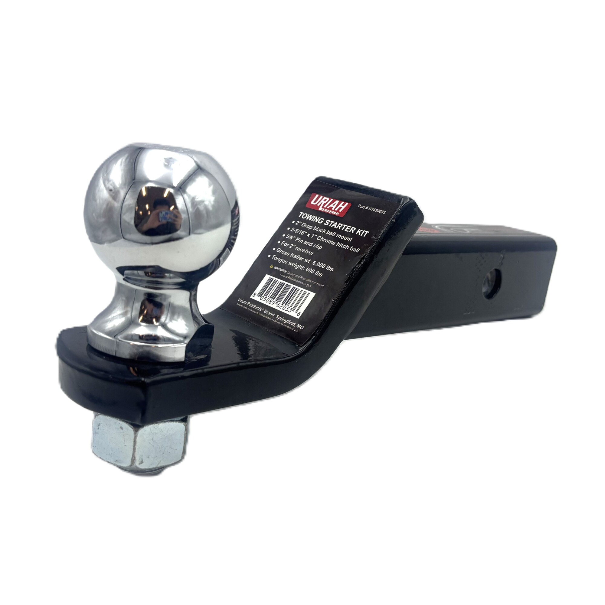 Uriah Products Ball Mount Kit — 2in. Drop, 2-5/16in. Ball, Includes Pin & Clip, Model# UT620033